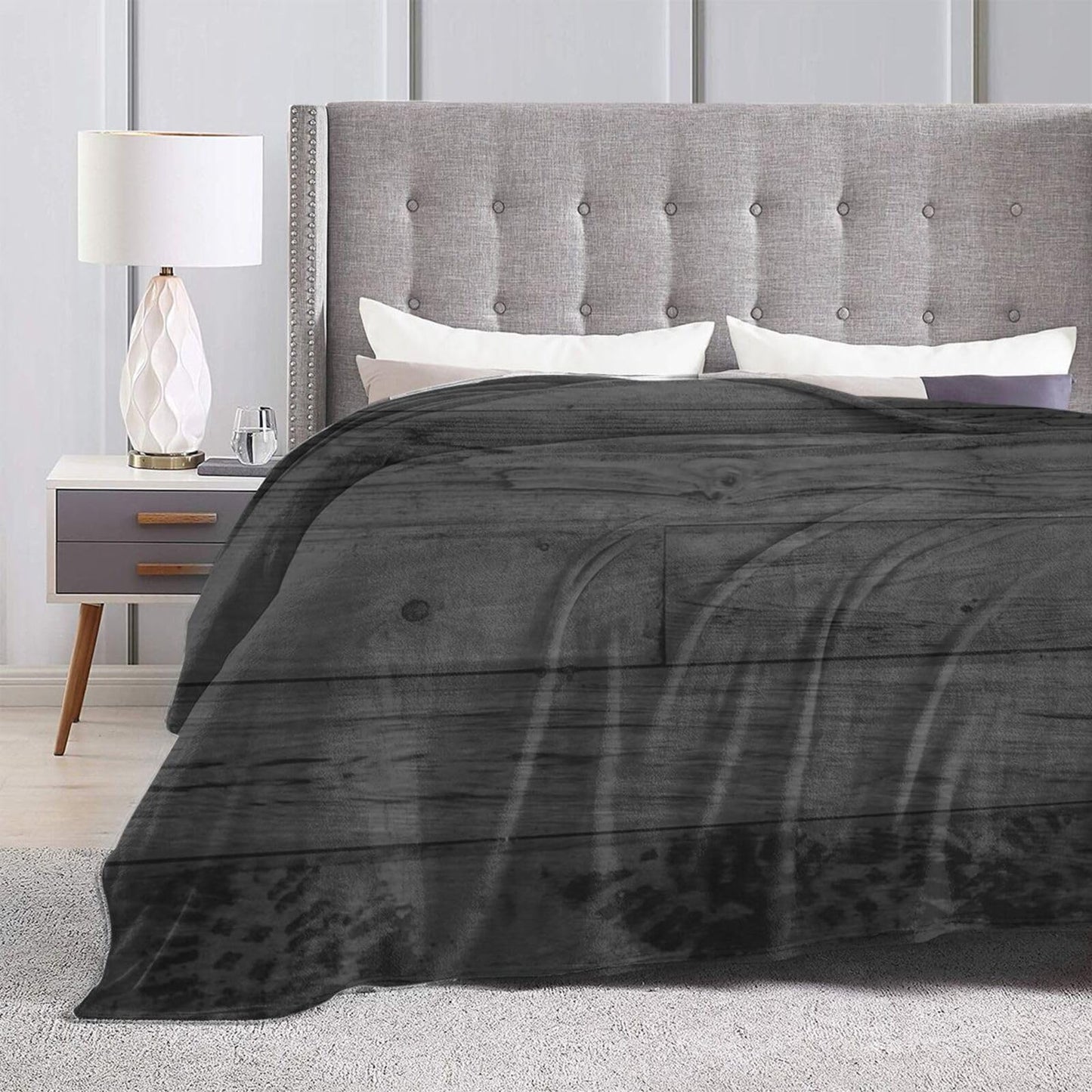 50"X40" Dark Wooden Floorboards Texture Soft Flannel Blanket - Lightweight and Quick Drying, Used for Home, Travel, Camping
