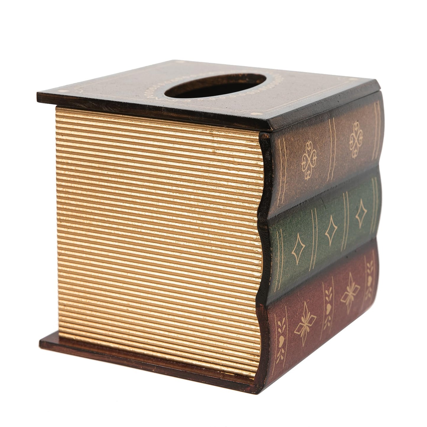 Crafted Classical Retro Wooden Antique Book Tissue Box Cover Square Tissue Holder Dispenser Paper Cover Case Napkin Holder Home Decor for Bathroom Living Room Office car Kitchen (Brown)