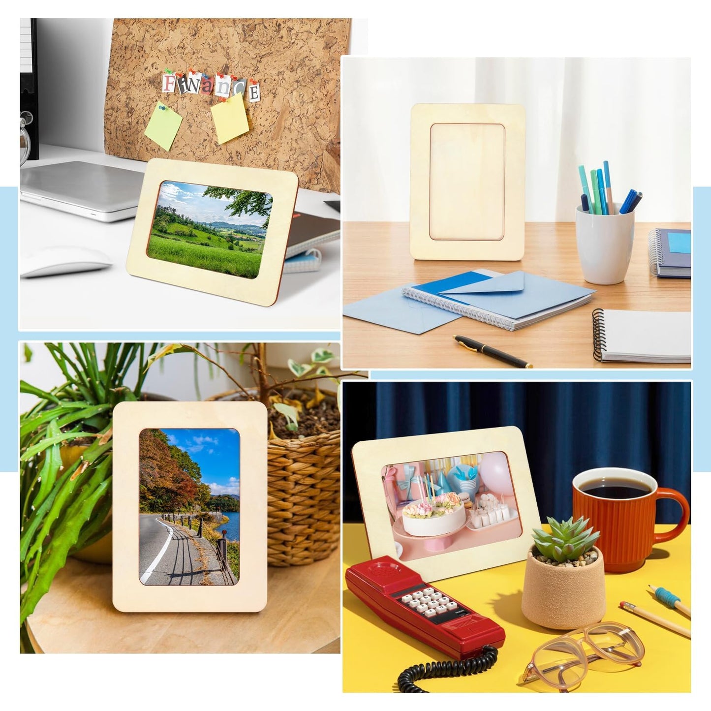 VOKOY 25 Pack Wooden Picture Frames for Crafts, 4" x 6" Photos DIY Wood Frames for Crafting,Unfinished Standing Photo Frames,DIY Frame Crafts Wood Decorate for Father's Day Birthday Party Gifts