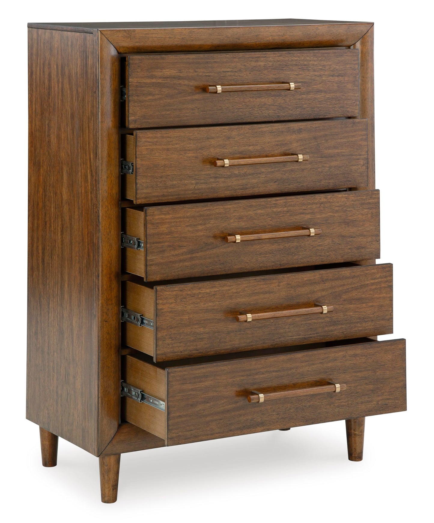 Signature Design by Ashley Lyncott Casual 5 Drawer Chest with Felt-Lined Top Drawer and Safety Stop for Bedroom, Dark Brown