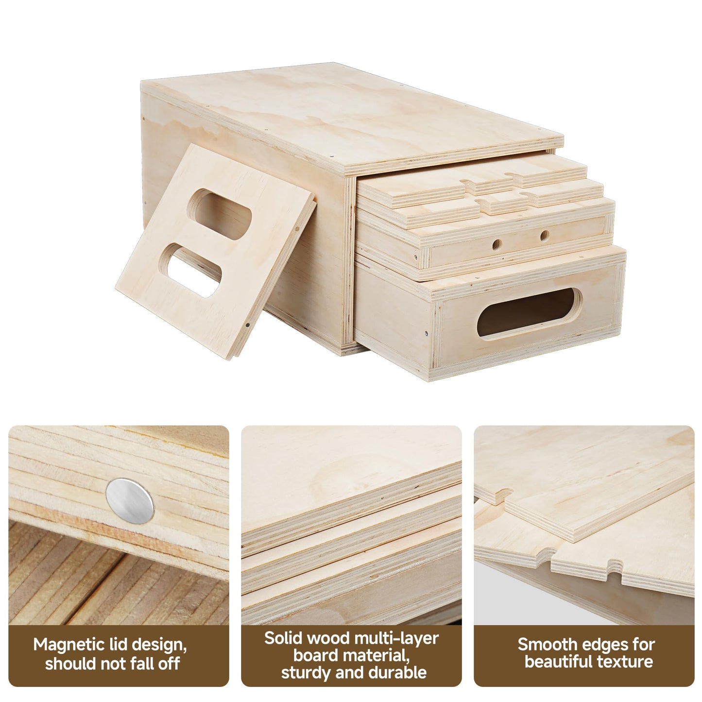 MYOYAY Photography Apple Box Set of 5, Standard Studio Apple Box with Magnetic Lid for Photo Studio Film Photography Prop, Nesting Apple Boxes Set for Supporting Height-Adjusting