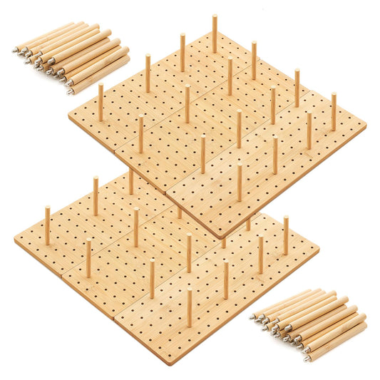 Kigley 6 Pcs Wood Pegboard Drawer Organizer with 48 Pegs Wooden Peg Board System Peg Drawer Organizers for Kitchen Dishes Plate Pegboard Food Containers(Wood Color,17x5.91,Bamboo)