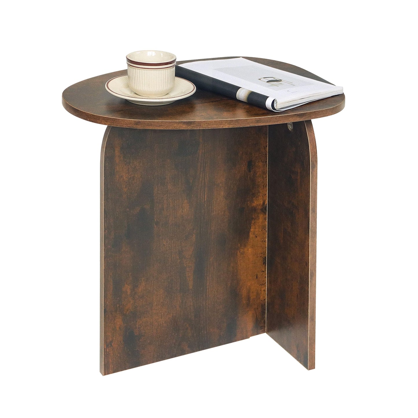 AWASEN Side Table, Small Triangle End Table Living Room, Modern Accent Table with Unique Tabletop, Mini Bedside Table for Small Spaces, Rustic Brown