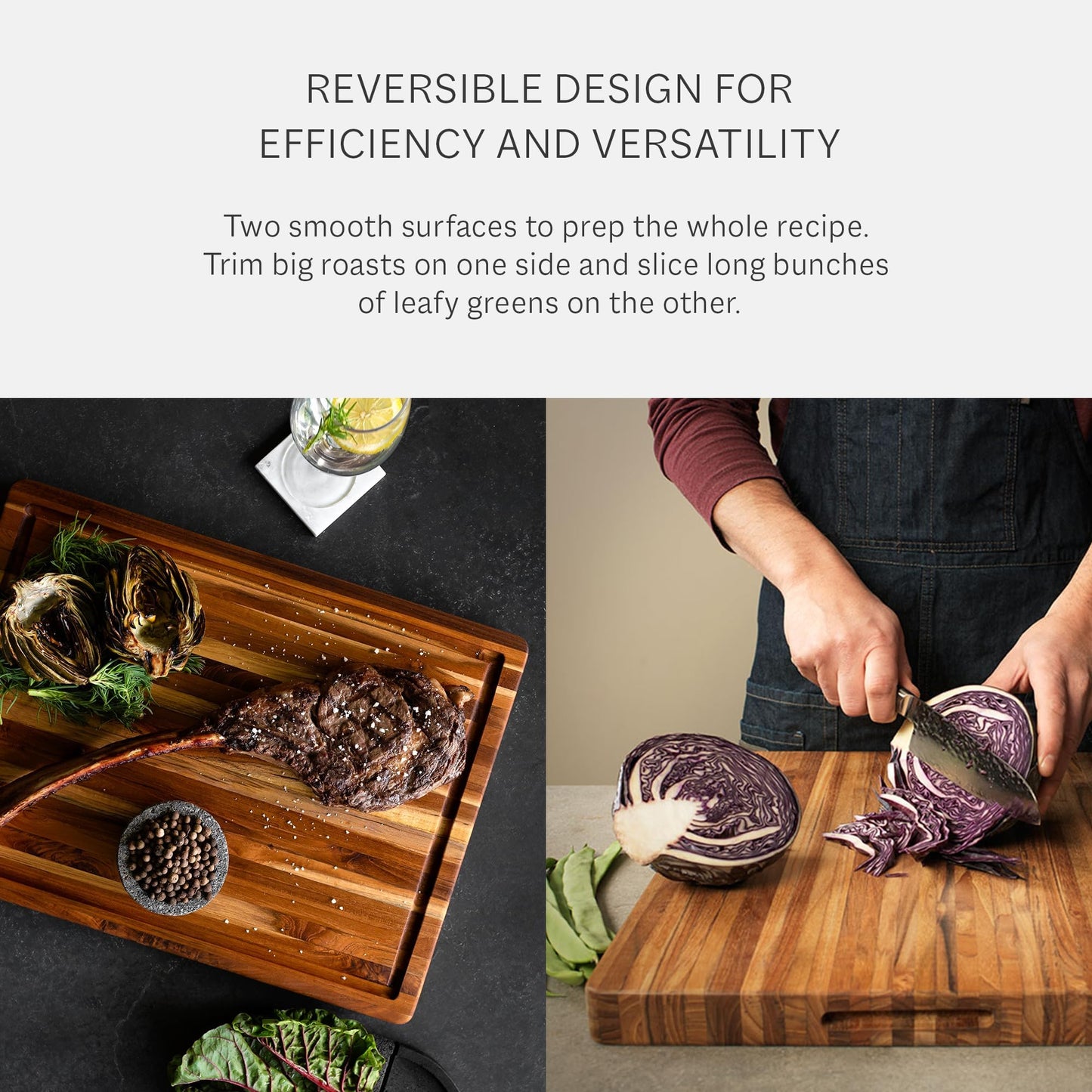 Teakhaus Carving Board with Juice Groove - Small (S) Teak Wood Cutting Board 14”L x 10”W x 1” Thick - Lightweight, Sustainably Harvested & FSC Certified - Knife Friendly with Beeswax Oil Finish