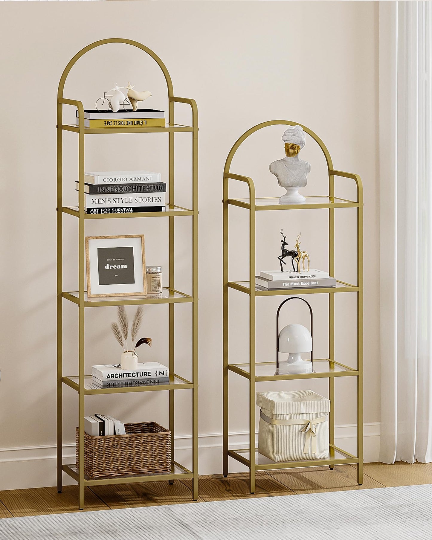 Hzuaneri Blanket Ladder and Glass Bookcase