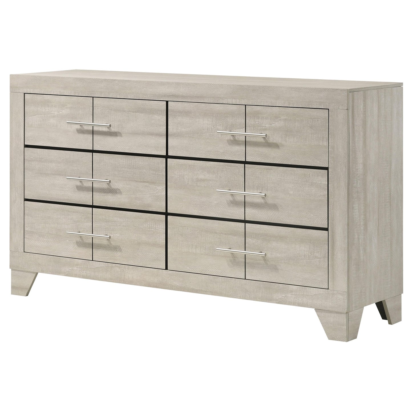 Coaster Home Furnishings - Trenton - Engineered Wood - 6-Drawer Bedroom Dresser with Contemporary Style, Nickel Handles, English Dovetail Joinery - Bedroom - Rustic Cream - 225063