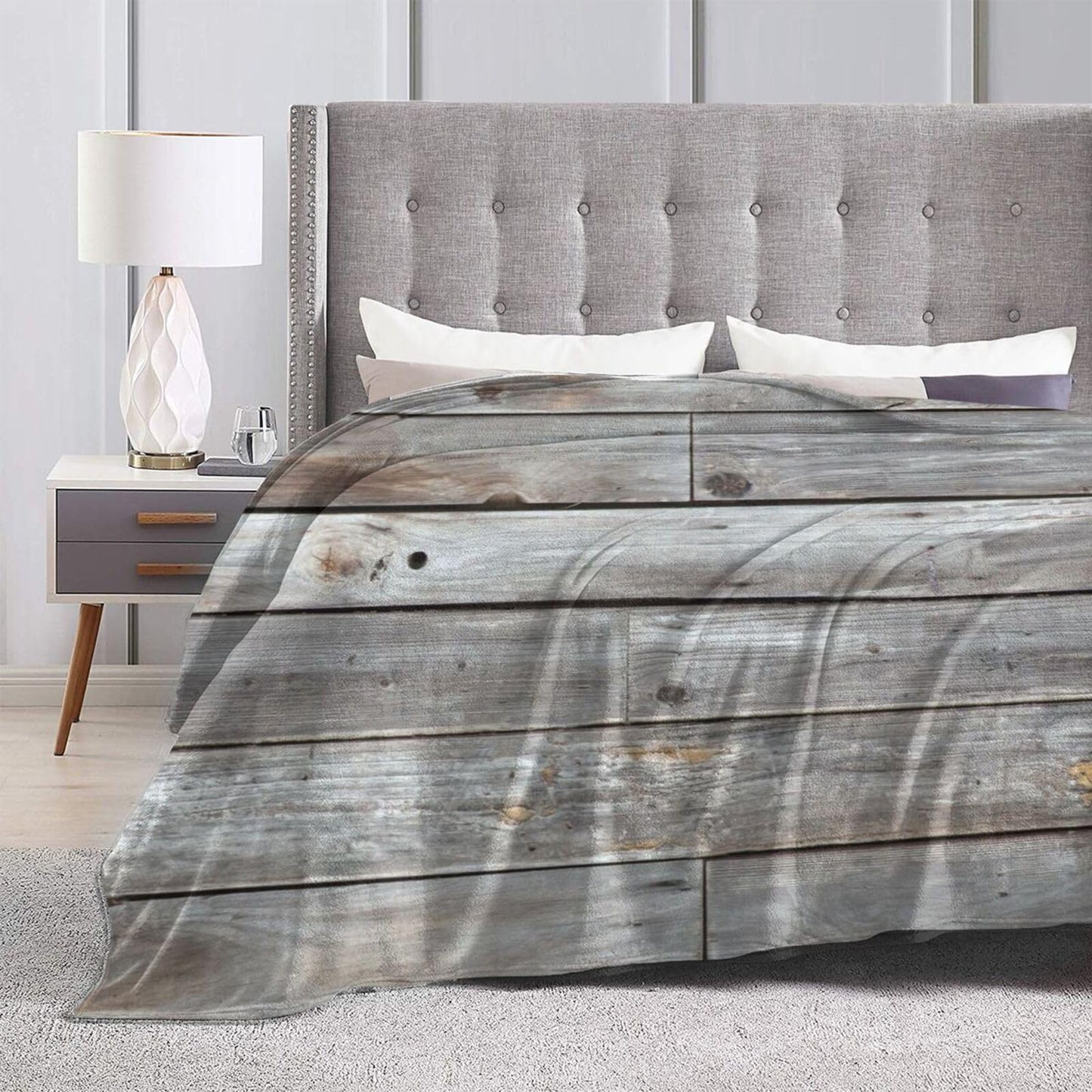 50"X40" Weathered Wooden Planks Texture Soft Flannel Blanket - Lightweight and Quick Drying, Used for Home, Travel, Camping