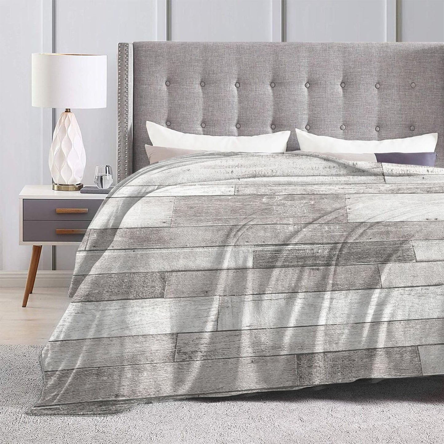 50"X40" Wooden Plank Texture Soft Flannel Blanket - Lightweight and Quick Drying, Used for Home, Travel, Camping