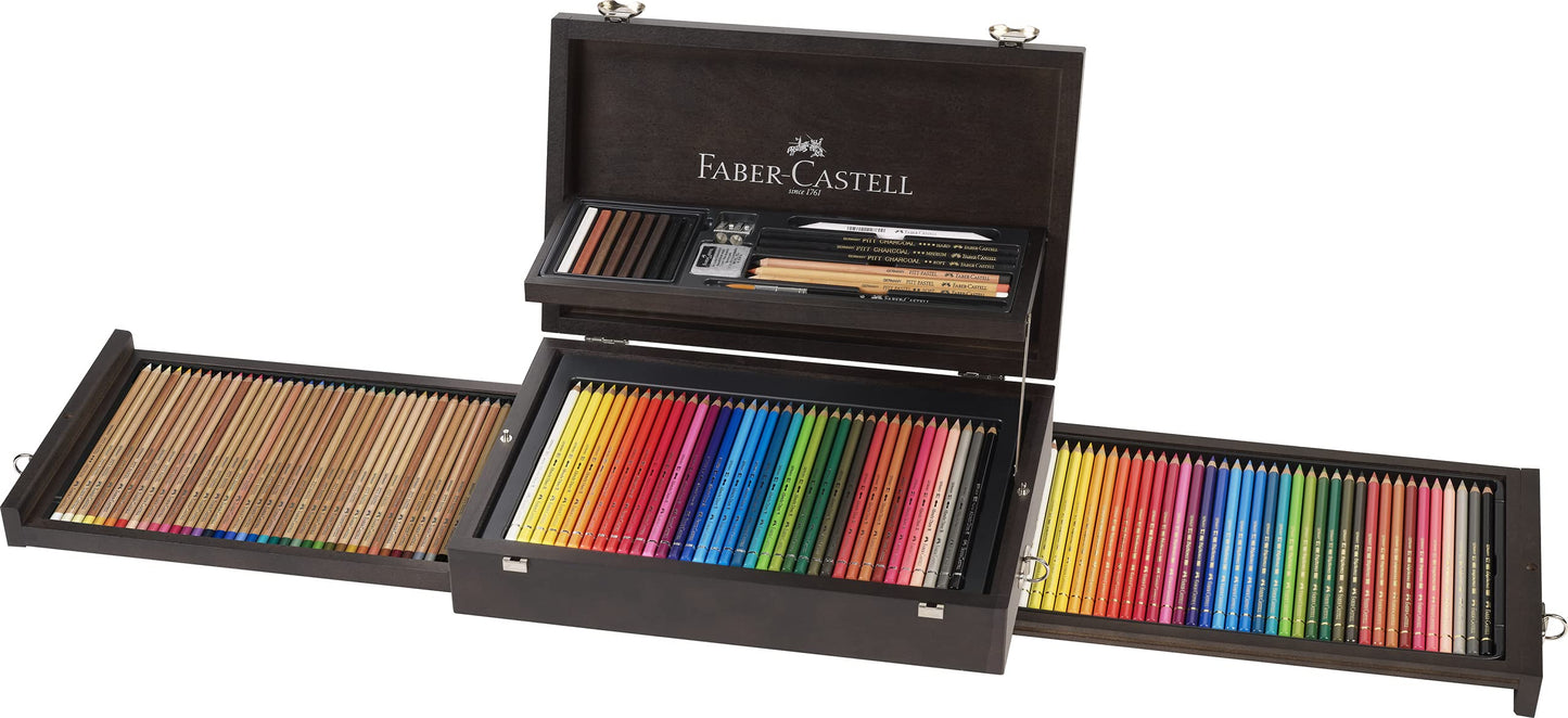 Faber-Castell Art & Graphic Collection, Multicoloured, Wooden Case Of 125, For Art, Craft, Drawing, Sketching, Home, School, University, Colouring