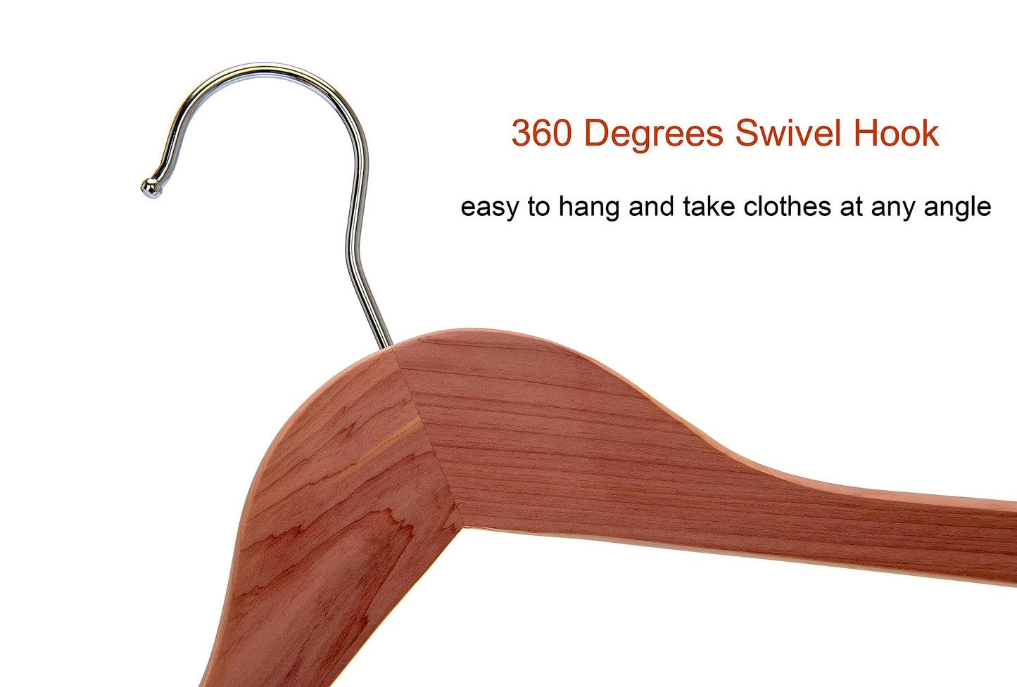 American Red Cedar Wooden Coat Suit Hangers 20 Pack, Wood Skirt Dress Hangers, Smooth Cut Notches- 360°Flexible Hook- Solid Non-Slip Bar-Natural - HL03N2