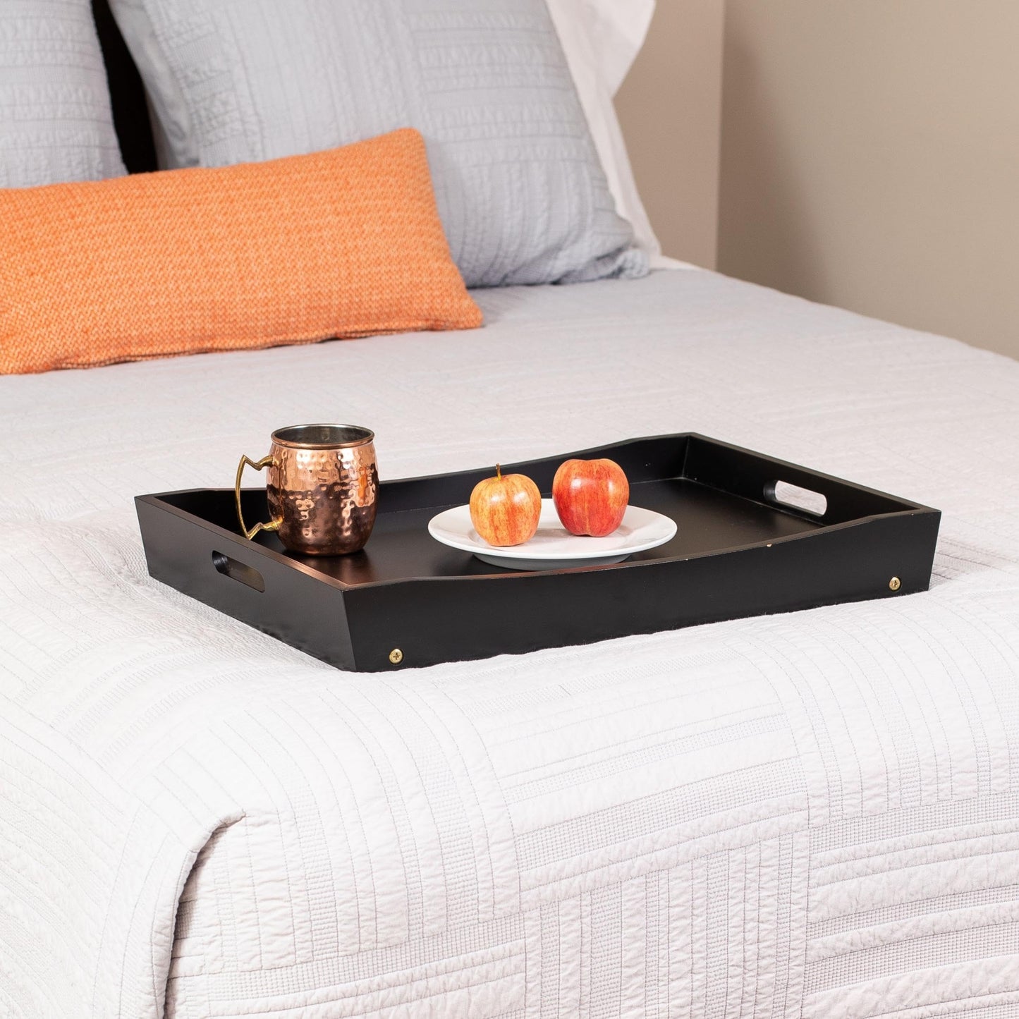 BIRDROCK HOME Wood Bed Tray for Eating | TV Tray with Folding Legs | Wide Breakfast Serving Lap Desk with Sides & Handles | Laptop Table | Foldable Study Writing Table | Adjustable Food Tray | Black