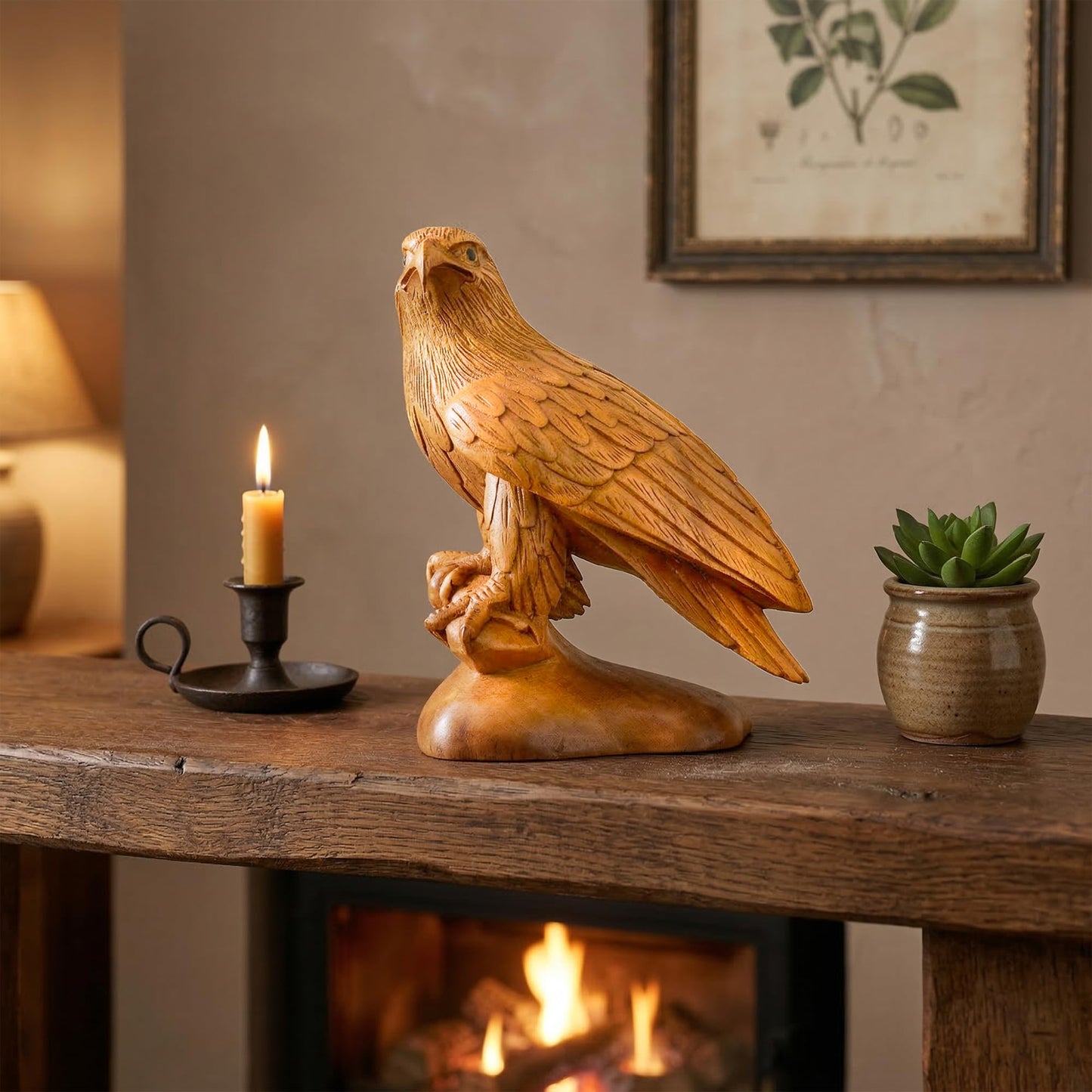 G6 Collection 8" Wooden Handmade American Eagle Statue Handcrafted Figurine Sculpture Art Hand Carved Rustic Lodge Outdoor Decorative Home Decor Us Accent Decoration Eagle Statue