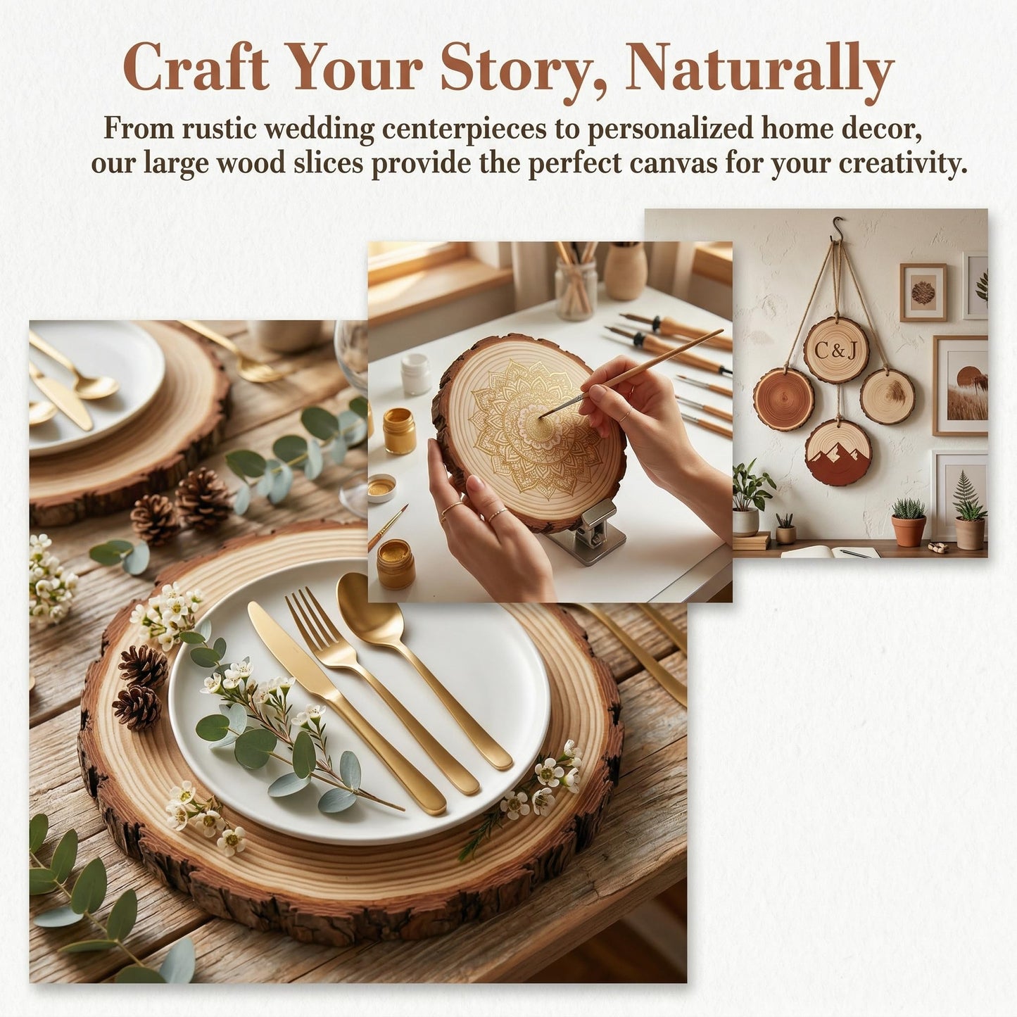 SENMUT 10 Pack Large Wood Slices for Centerpieces 9-10 Inch - Natural Unfinished Round Wooden Trays for Decor, Rustic Wedding Table Centerpieces, Party Event Decorations & DIY Crafts