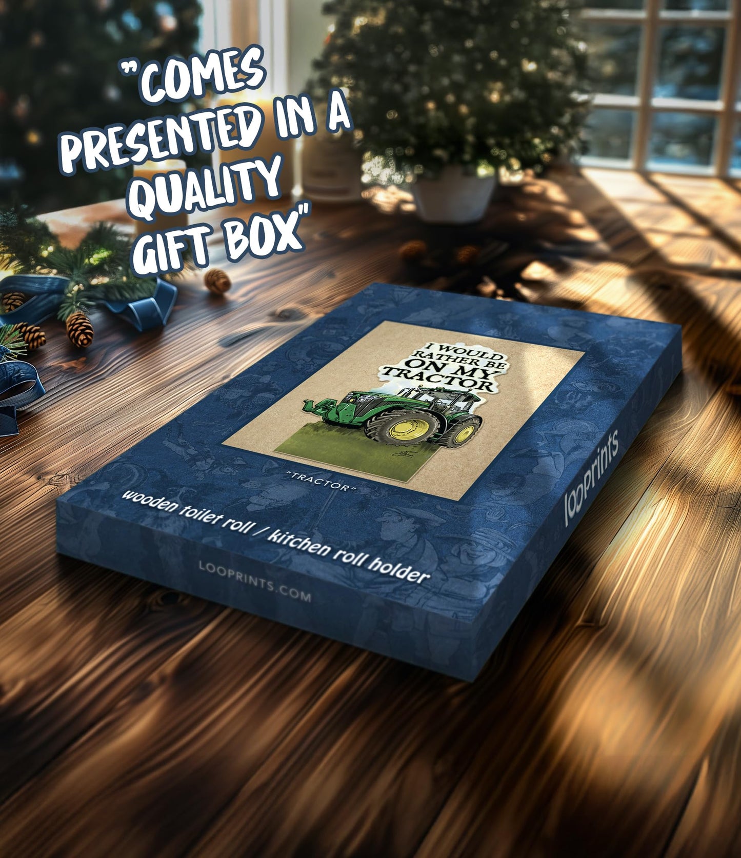 British Fun Toilet Roll Storage & Kitchen Towel Holder Wooden Stand | Green Tractor Gift | Novelty Kitchen & Bathroom Decor & Accessories | A Great Gift Idea for Young Farmers and Tractor Enthusiasts