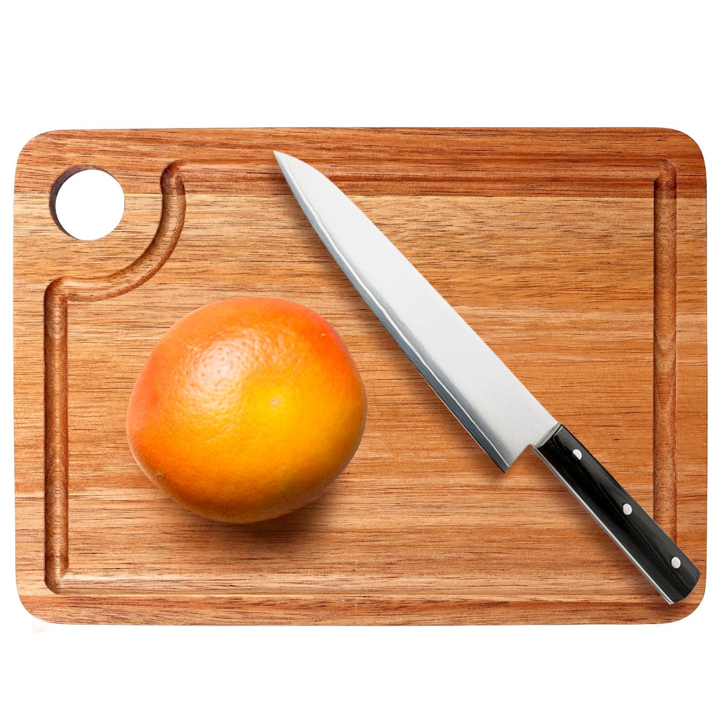 Gtencemen Small Acacia Wood Cutting Boards for Kitchen with Hanging – Mini Wooden Cutting Board with Juice Groove for Vegetables, Fruit, Bread, Meat - BPA Free, 9" x 6.5"