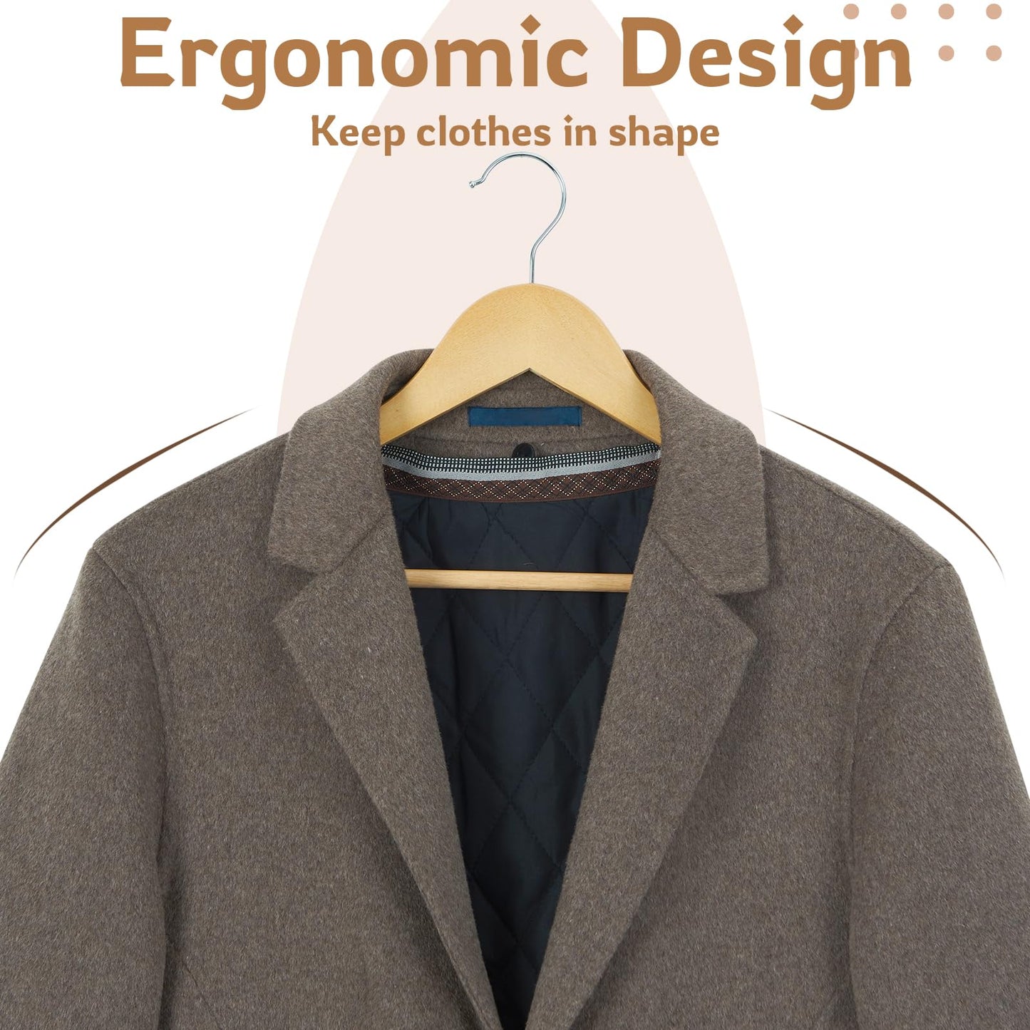 ELONG HOME Wooden Hangers, 30 Pack Slim Wood Coat Hangers with Extra Smooth Finish, Precisely Cut Notches and Chrome Swivel Hook, Wooden Clothes Hangers for Shirt Suit Jacket Dress, Natural