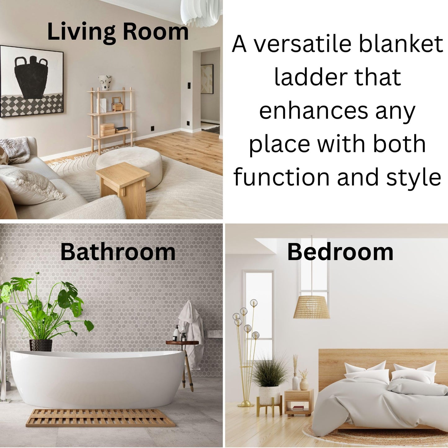 FURNIREM Solid Pine Wood Blanket Ladder for Living Room Bathroom Organizer Shelves, 7-Tier 5-Tier Freestanding Shelf, Freestanding Towel Rack Extra Storage, Wall-Leaning (Walnut, Medium)