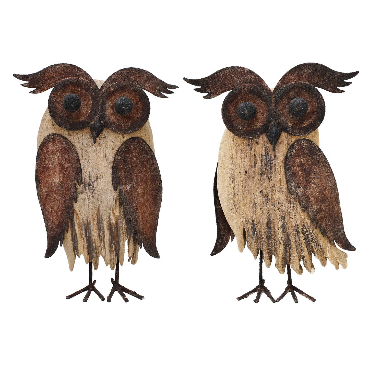Rustic Owl Figurines Decor Animal Statue for Home - Wooden Stand Owl Sculptures Decorations for Living Room Bedroom - Shelf Decoration Decorative Tabletop Collection (Owl Family)