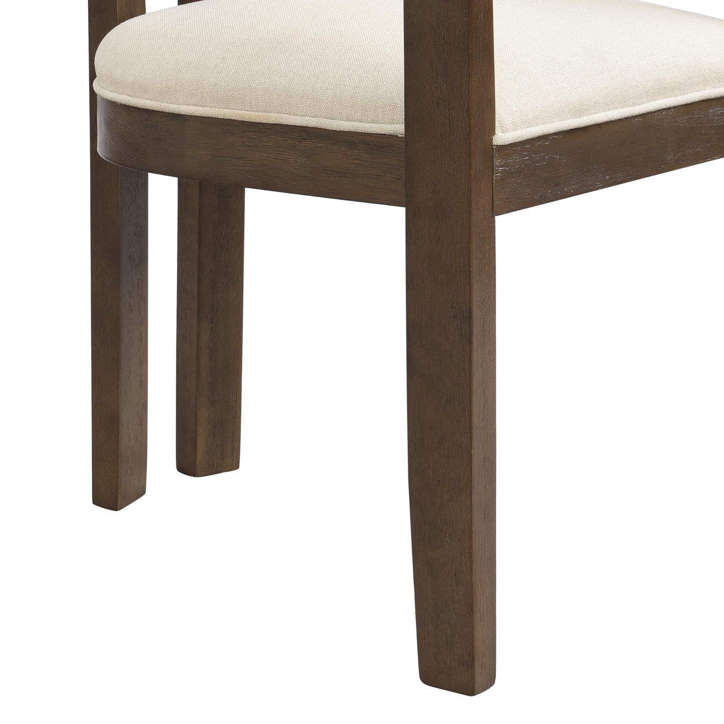 Christopher Knight Home Falcon Fabric Upholstered Dining Chairs Set of 2, Modern Wooden Dining Armchair, Curved Backrest Kitchen Side Chair, Living Room Accent Chair for Extra Seat, Walnut+Beige