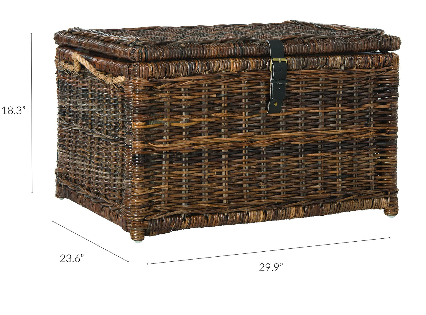 happimess HPM9001B Caden 30" Wicker Storage Trunk, Collapsible for flat storage, Rattan-Sarang Buaya, Coastal for Office, Dorm Room-LivingRoom, Bedroom, Dining Room, Brown