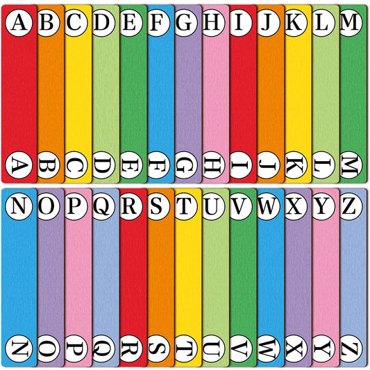 Chivertion 26 Pcs Library Alphabet Book Dividers Wooden Vinyl Record Organizer Separators 26 Alphabetical A-z Dividers Bookshelf Markers for Shelves Cds, Albums, Books(Colorful)
