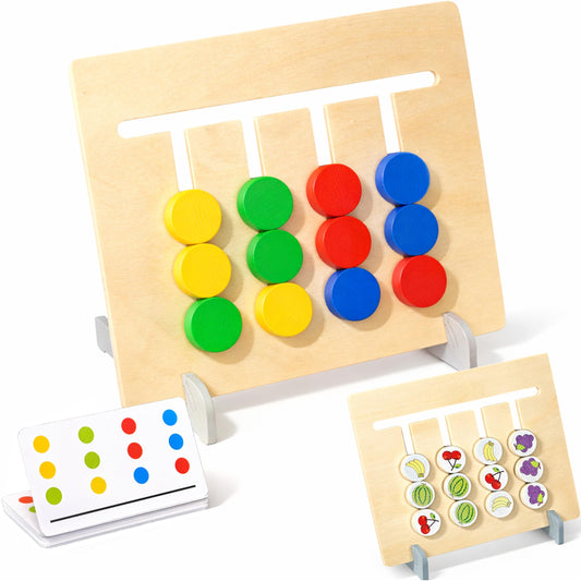 Double Color Matching Games for Dementia Patient, Wooden Alzheimers Product for Elderly, Easy Memory Care Activities for Seniors, Fidget Toys Cognitive Puzzle Blocks Busy Board Crafts Gadgets Gifts