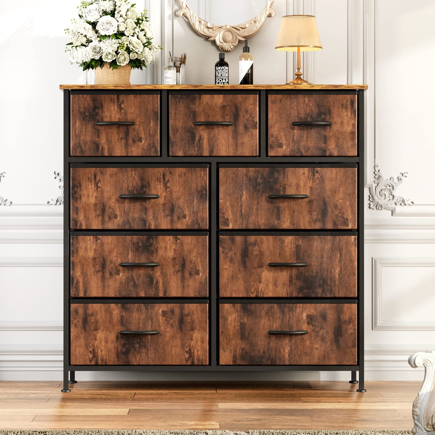 Atilioo Dresser for Bedroom with 9 Drawers, Anti-Tip Fabric Storage Tower