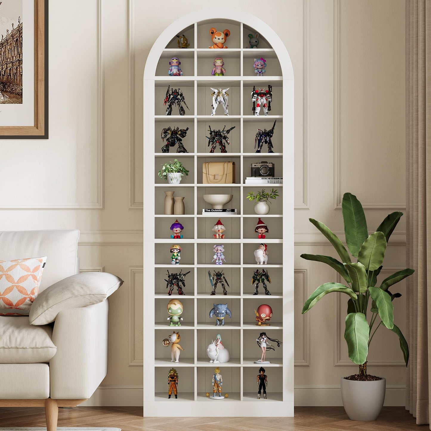 LITTLE TREE 12-Tier Shoe Storage Cabinet, Freestanding Tall Entryway Shoe Organizer with 36 Cubbies, 70.9'' Modern Shoe Organizer Shoe Rack Cabinet for Closet, Entryway, Living Room, White