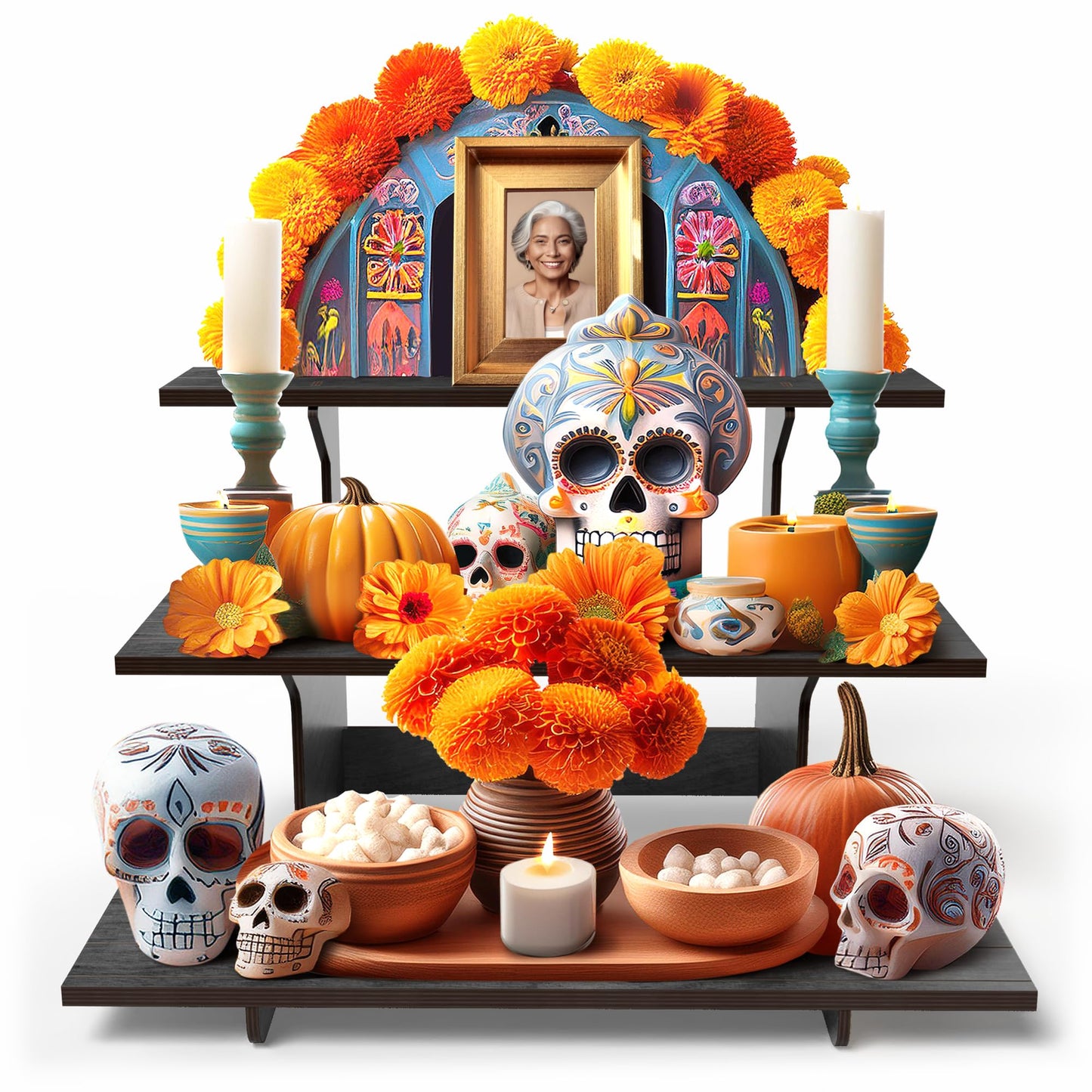 DS The Display Store Straight Black Wooden Tiered Stand, Portable Products Shelf, Jewelry and Card Rack, Risers, Altar Shelf, Stand for Vendor Events
