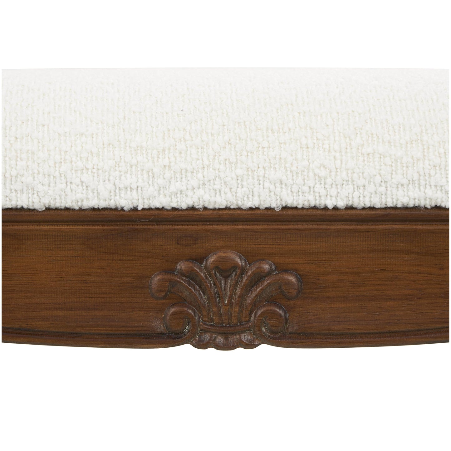 Deco 79 Fabric Home Bench Arm Entryway Bench with Brown Traditional Wood Turned Legs, Bedroom Bench 55" x 16" x 27", Cream