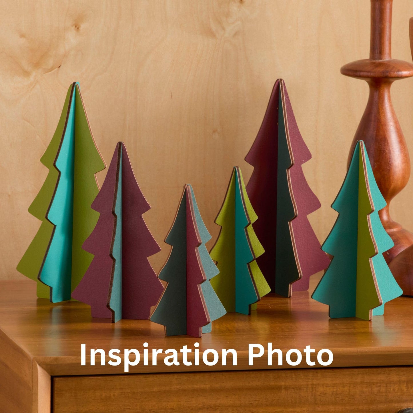 Your Heart's Content Set of 3 Wood Slotted Trees Multi-Colored Wooden Interlocking Trees, Shelf sitters, Valentine Mantel, Winter Tabletop Accent, Festive Table, Handmade (Set 3 Burgundy)