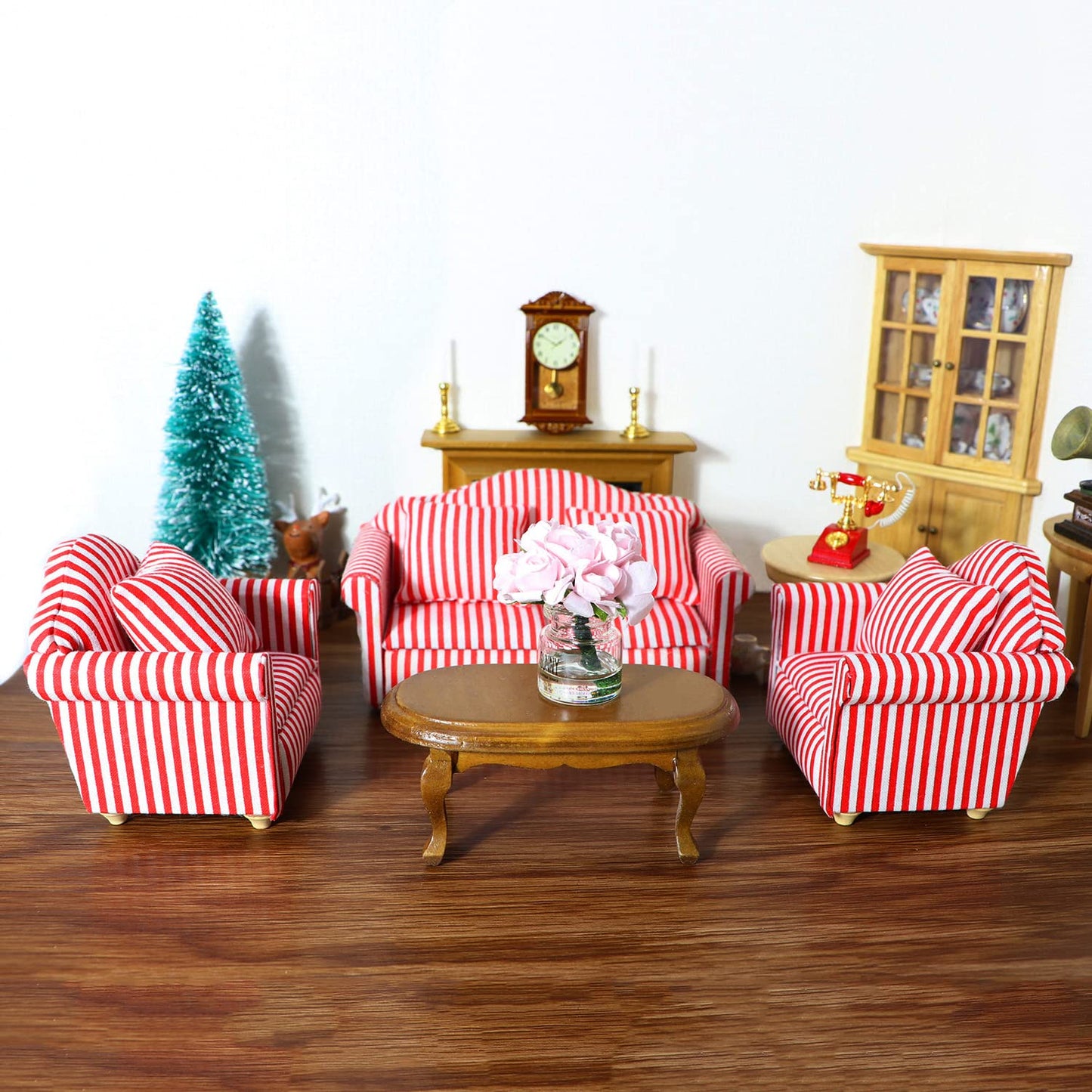 Cutemini Miniature Furniture Fidge and Double Sofa Couch 1:12 Dollhouse Furniture