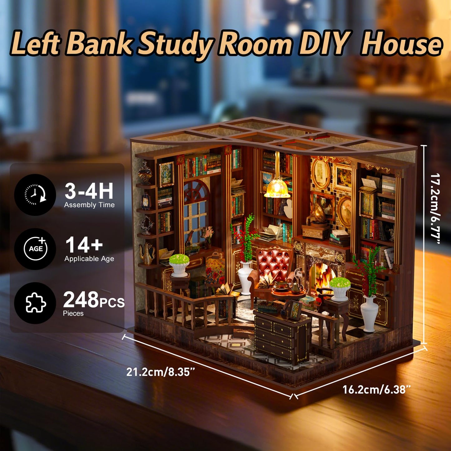 Hallisun DIY Miniature House Building Kits, Japanese Restaurant and Left Bank Study 3D Wooden Dollhouse Toys, Birthday Christmas Festival Gift for Teens Adults