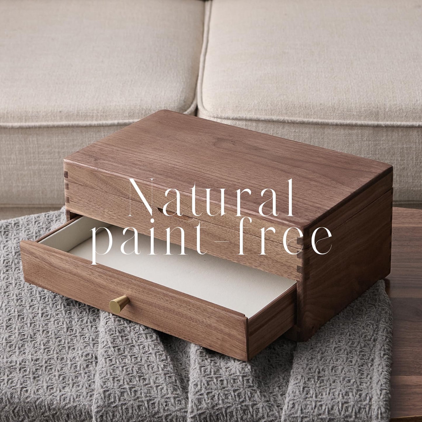 Beexchange Black Walnut Wooden Jewelry Box - Allwood, Handcrafted, Classic Jewelry Box. Jewelry boxes & organizers for Women, Men, and Girls (Double-Layer)