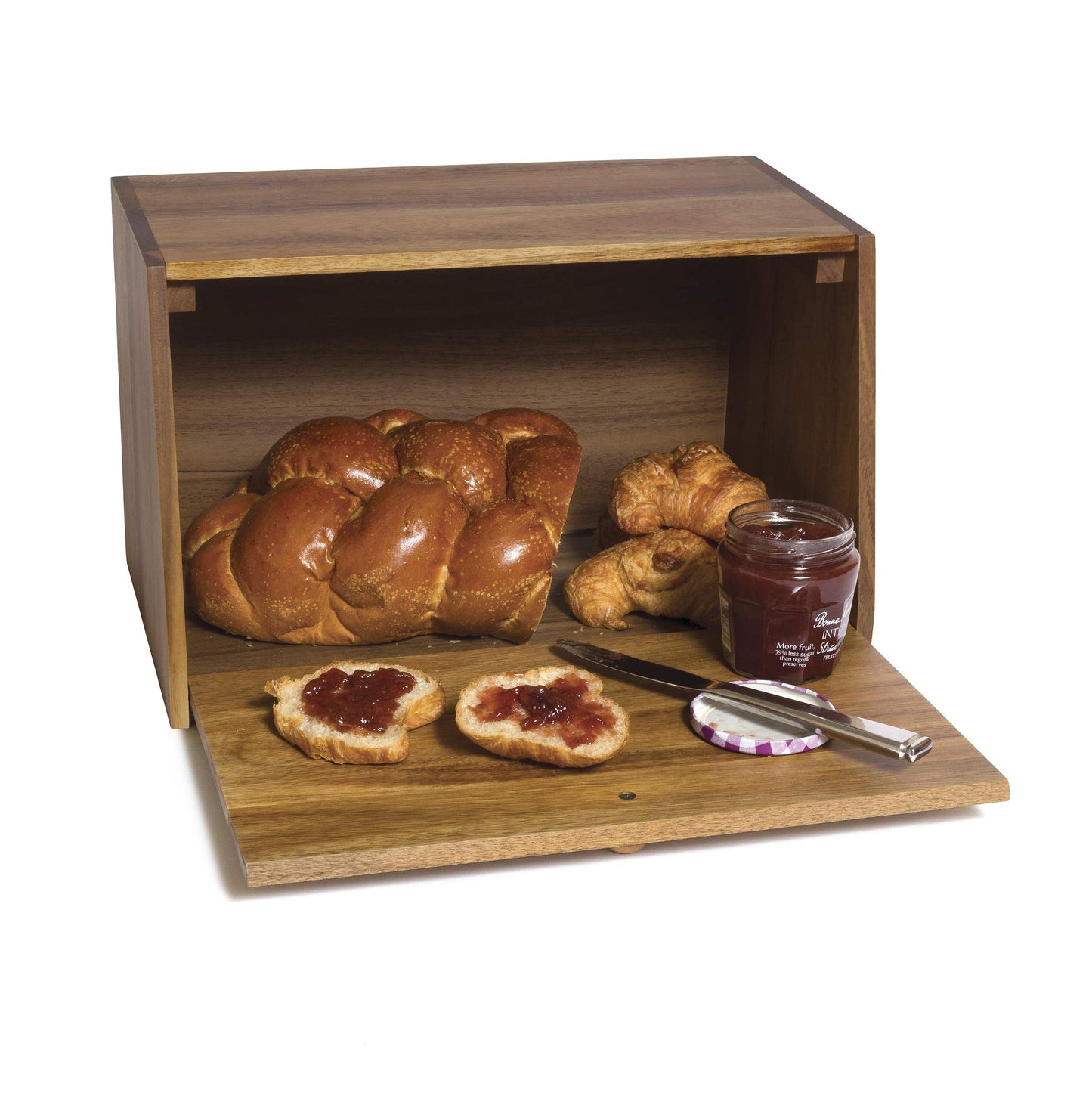 Lipper International 1147 Acacia w Solid Door Bread Box, Multi Color