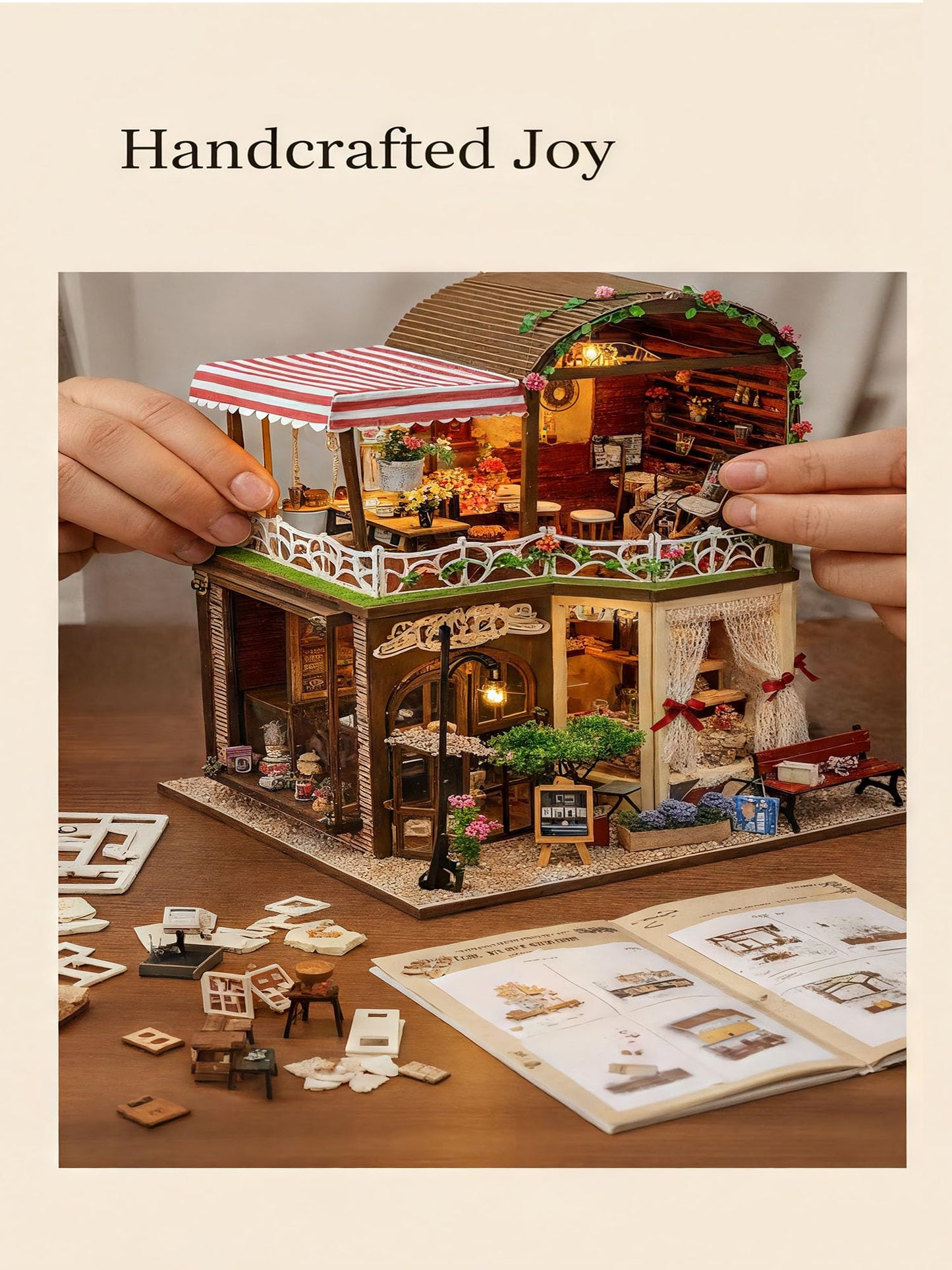 DIY Miniature House Kit:Raya's Time, Parent-Child Craft Fun, Shelf Display with Details (an Afternoon of Quiet time to Yourself)