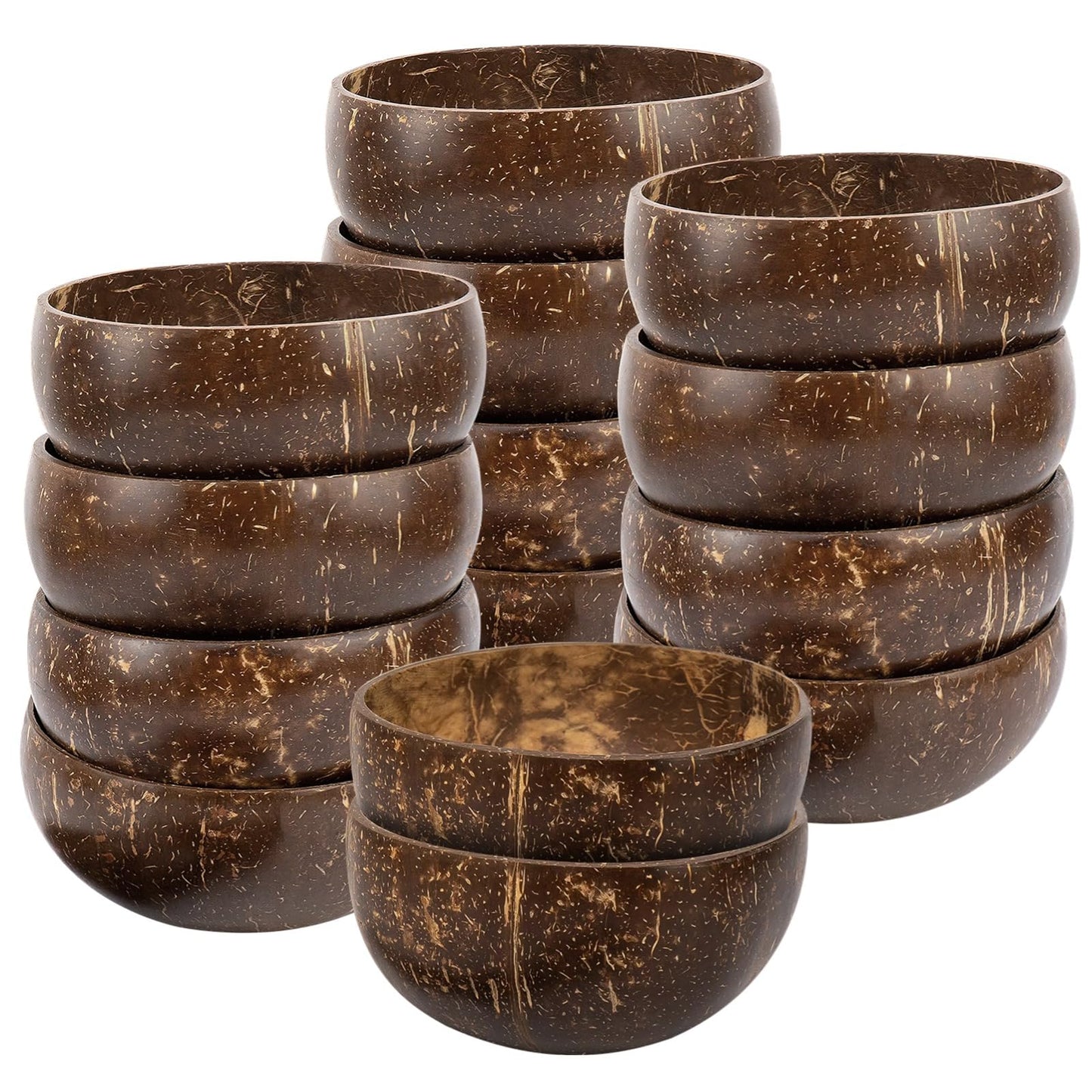 OMISTAR 14 PCS Coconut Shell Bowls, Small Polished Wooden Bowl, Natural Coconut Shell Bowls for Smoothie, Acai, Salad, Snacks, Vegan Presents, Kitchen Decor, Picnic, Theme Party Dining (14PCS)