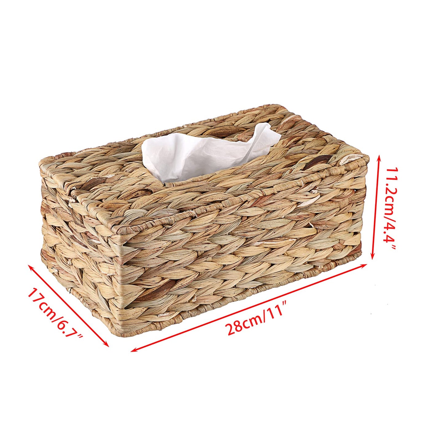 Sumnacon Tissue Box Cover Water Hyacinth Tissue Box Rectangular Tissue Holder Woven Tissue Cover Wicker Tissue Box Holder for Bathroom Toilet Table Desk Home Office Car