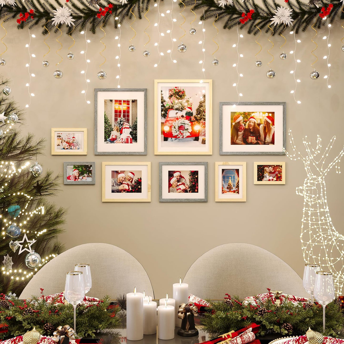 KINLINK 12x16 Picture Frame Wood Grain, Wooden 16x12 Photo Frames with Plexiglass for 11x14 Picture with Mat or 12x16 Without Mat, Perfect for Art Wall and Tabletop Display 12 x 16 frame Set of 4