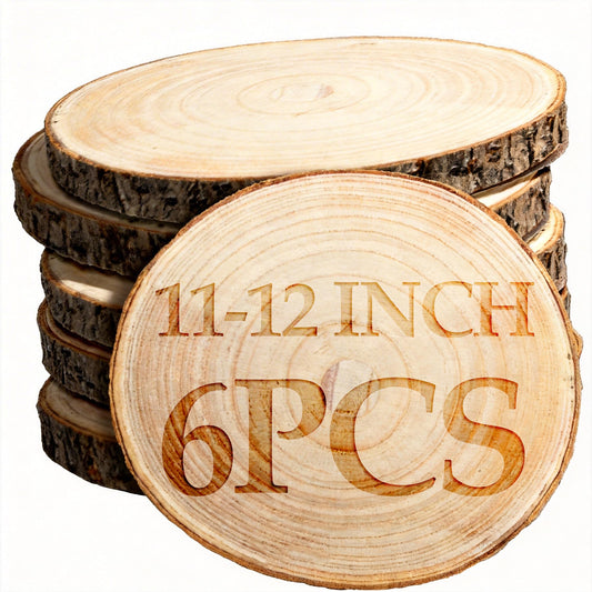 Wood Slices for Centerpieces,Large Wood Slices 6 Pcs 11-12 Inches Natural Paulownia Wood Rounds Natural Wood Slices,Wood Slabs for Weddings Centerpieces Decor and DIY Painting Crafts(11-12 inch 6Pcs)
