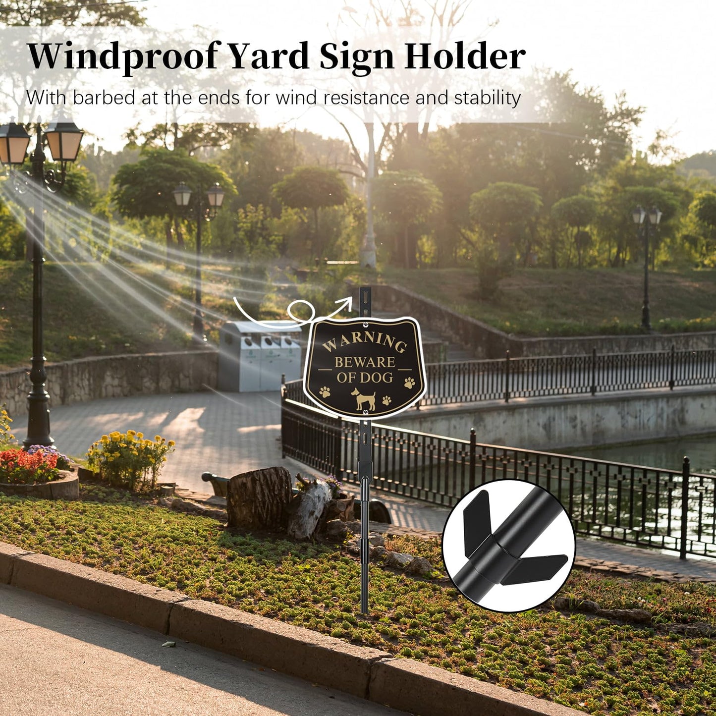 2 Pack Yard Sign Stake, 4' Aluminum Posts, Holder with Baked Enamel Coating, Lightweight & Abjustable Garden Pole with Holes for Different Size Signs, Easy Installation,Sturdy (Black)