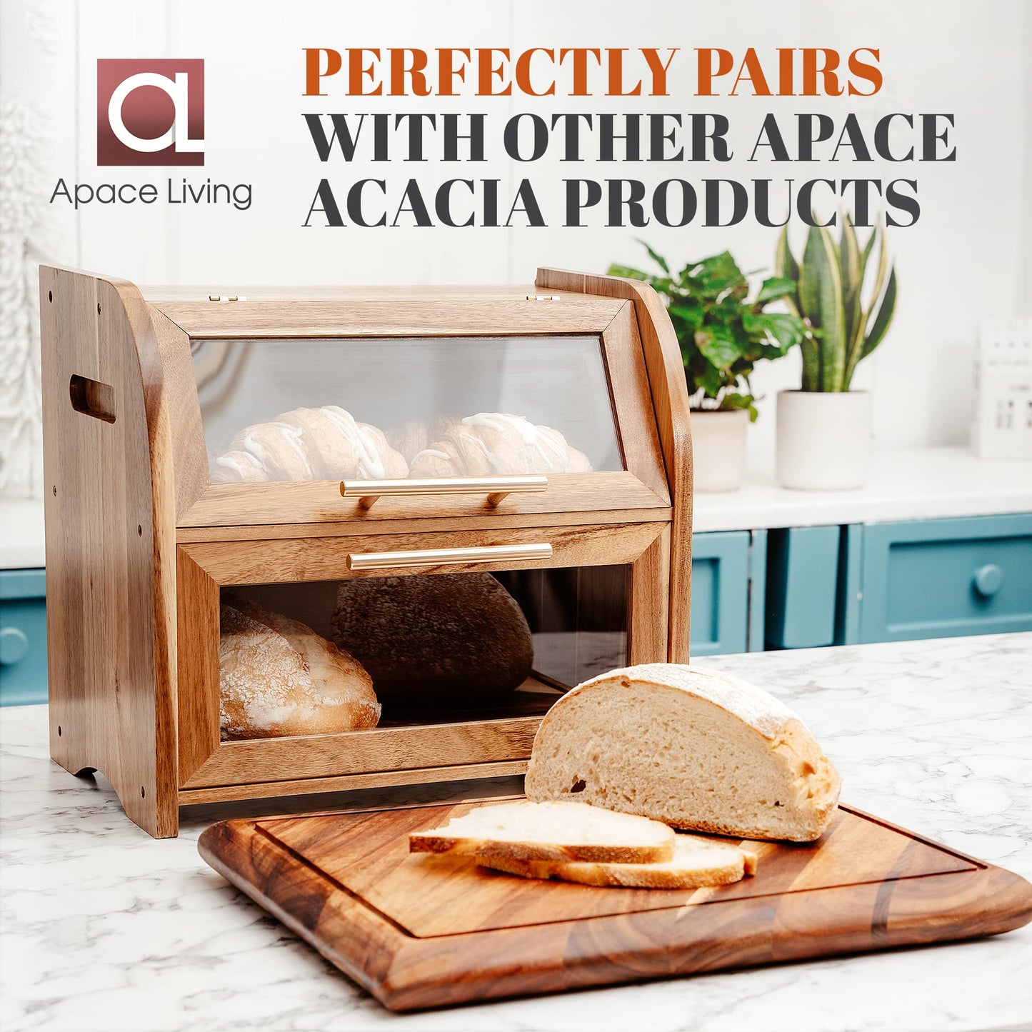Apace Living Acacia - Arise Bread Box + Chorus Cutting Board Set