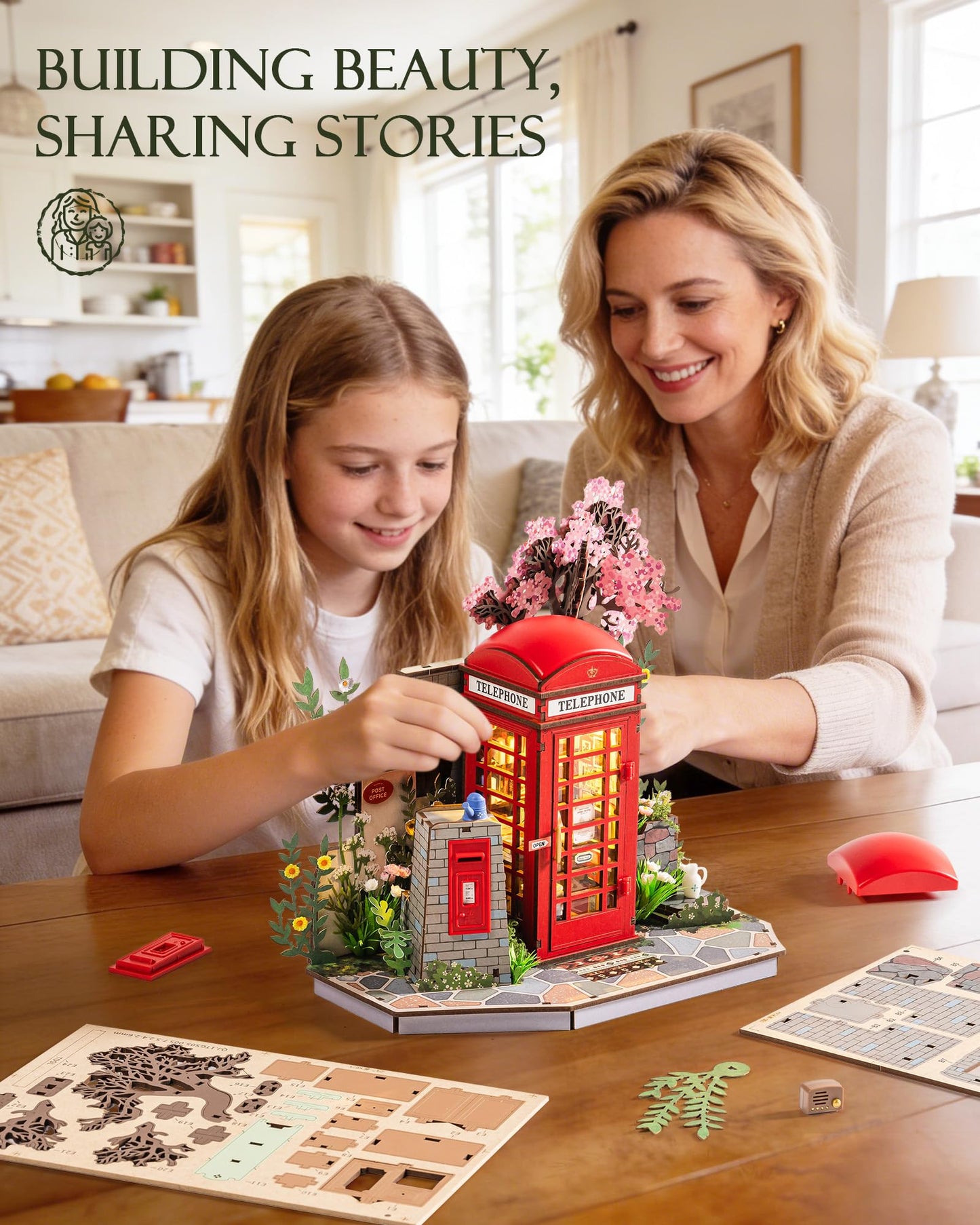 Rolife 3D Puzzles for Adults Blossom Book Booth, Toy Model Building Set for Adults for Table Toys & Home Decor, Creative Birthday Gift for Girls&Boys (116 PCS)