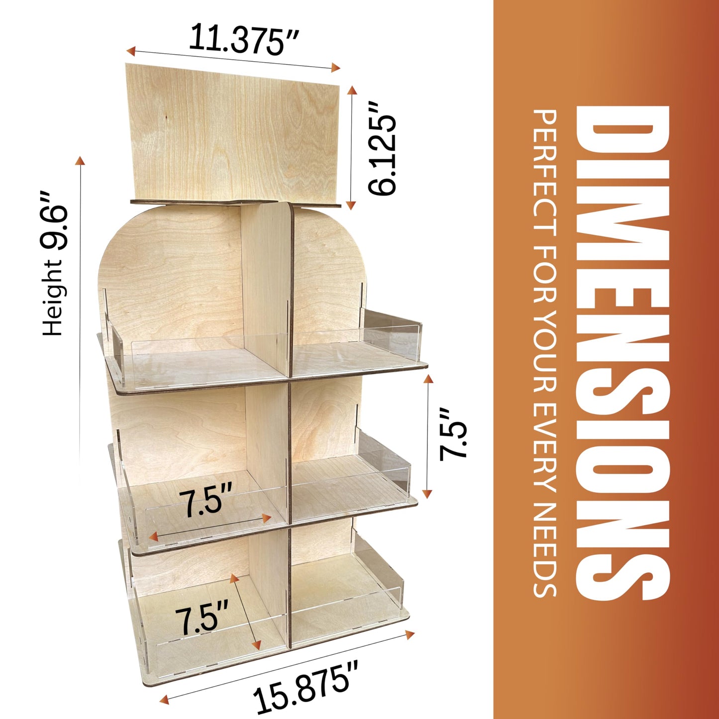 Versatile 4-Sided Rotating Display Stand for Candy, Snacks, Jams, Produce and More - Ideal for Craft Shows, Farmers Markets, and Retail Stores - 12 Shelves, Heavy-Duty Design, Easy Setup (Natural)