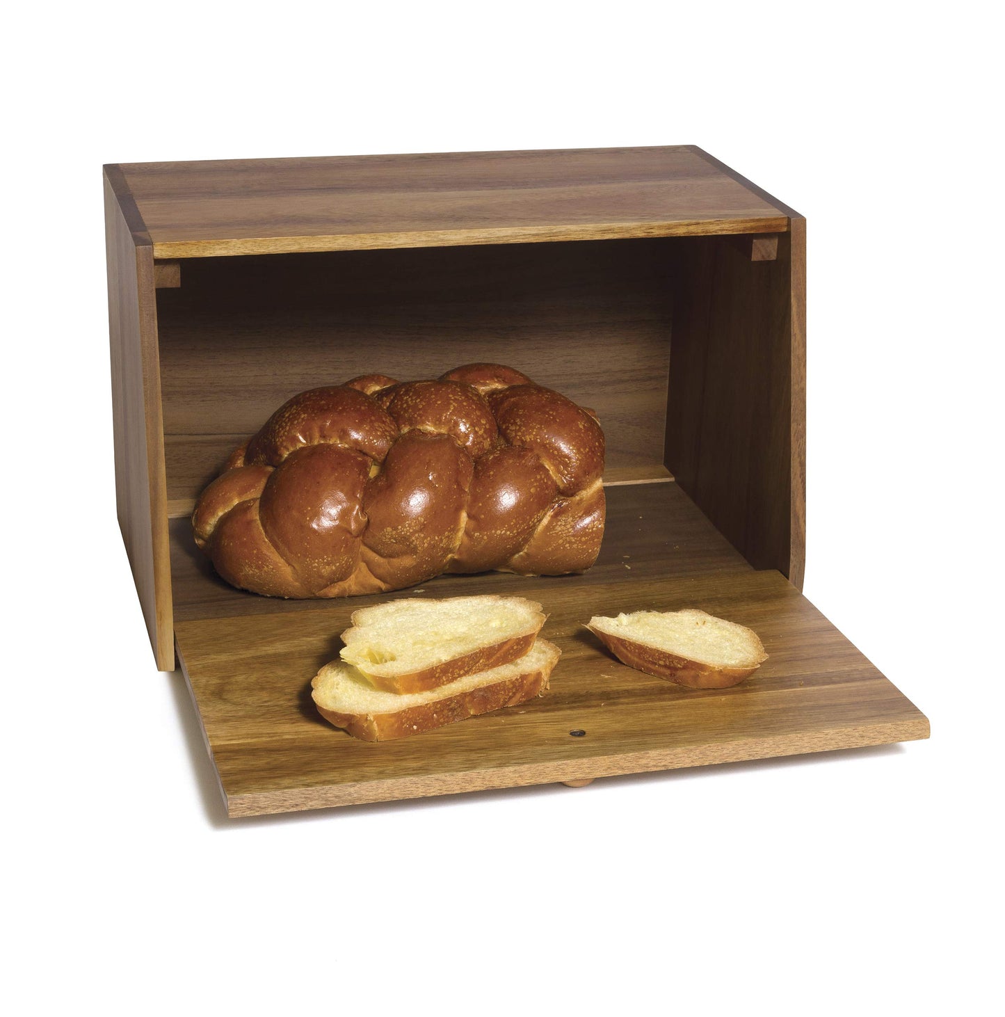Lipper International 1147 Acacia w Solid Door Bread Box, Multi Color