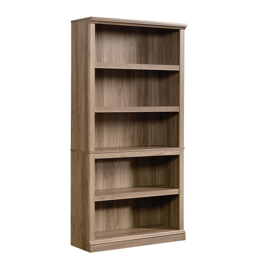 Sauder 5 Tier Book Shelf Wooden Bookcase Multipurpose Bookshelf for Home Office, Living Room, in Salt Oak finish