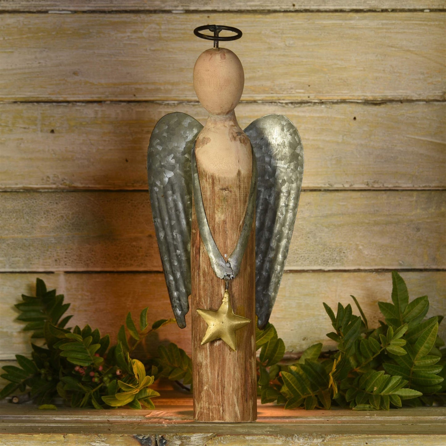 AREOhome HomArt 5708-0 Angel with Star, Small, Wood and Metal