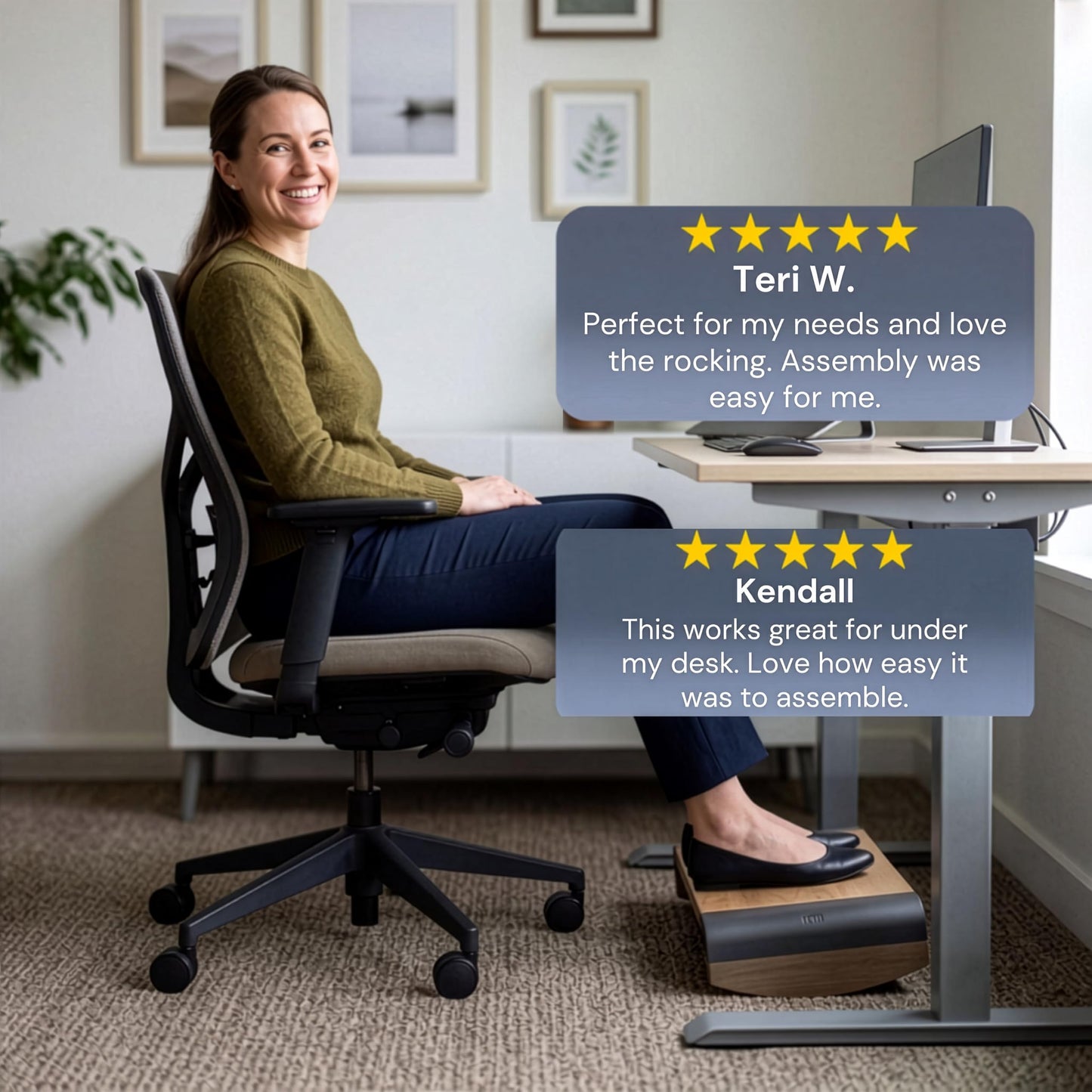 Tiel Ergonomic Foot Rest for Under Desk at Work, Rocking Footrest with Comfort Support, Office Foot Stool for Desk Chair, Leg Rest Stand for Home and Remote Office