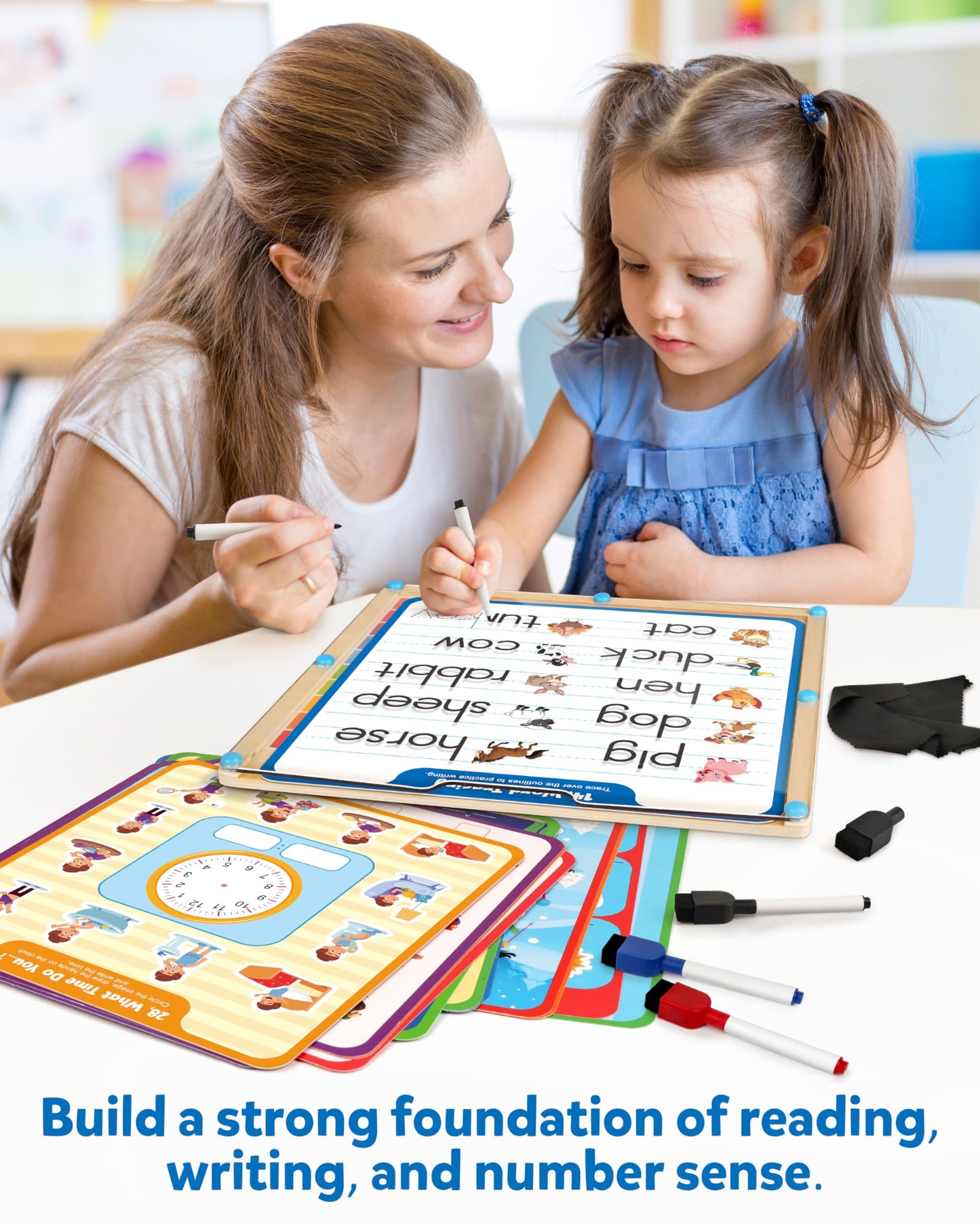 Coogam Handwriting Hundred Board, Wooden Montessori Math Manipulative 1-100 Counting Toy, Alphabet Writing Practice, Preschool Learning, Fine Motor Skills Game for Kids 3-8 with Storage Bag