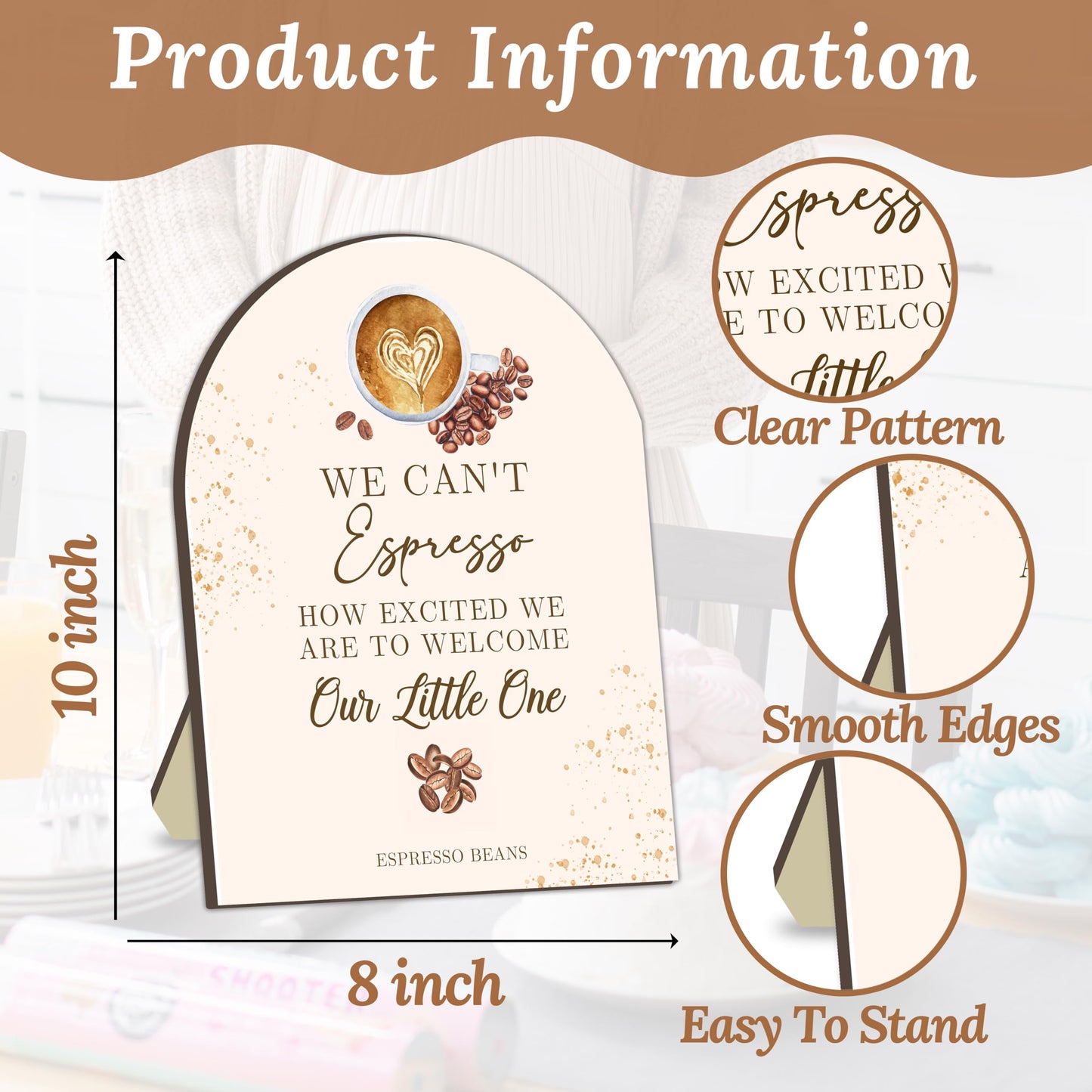 Coffee Bar Wooden Table Sign, Coffee Welcome Sign for Baby Shower, Caffeinated Drink Board for Babies Party, Baby Shower Table Signs, Espresso Bean Drinking Station Board, Babies Party Drink Signs